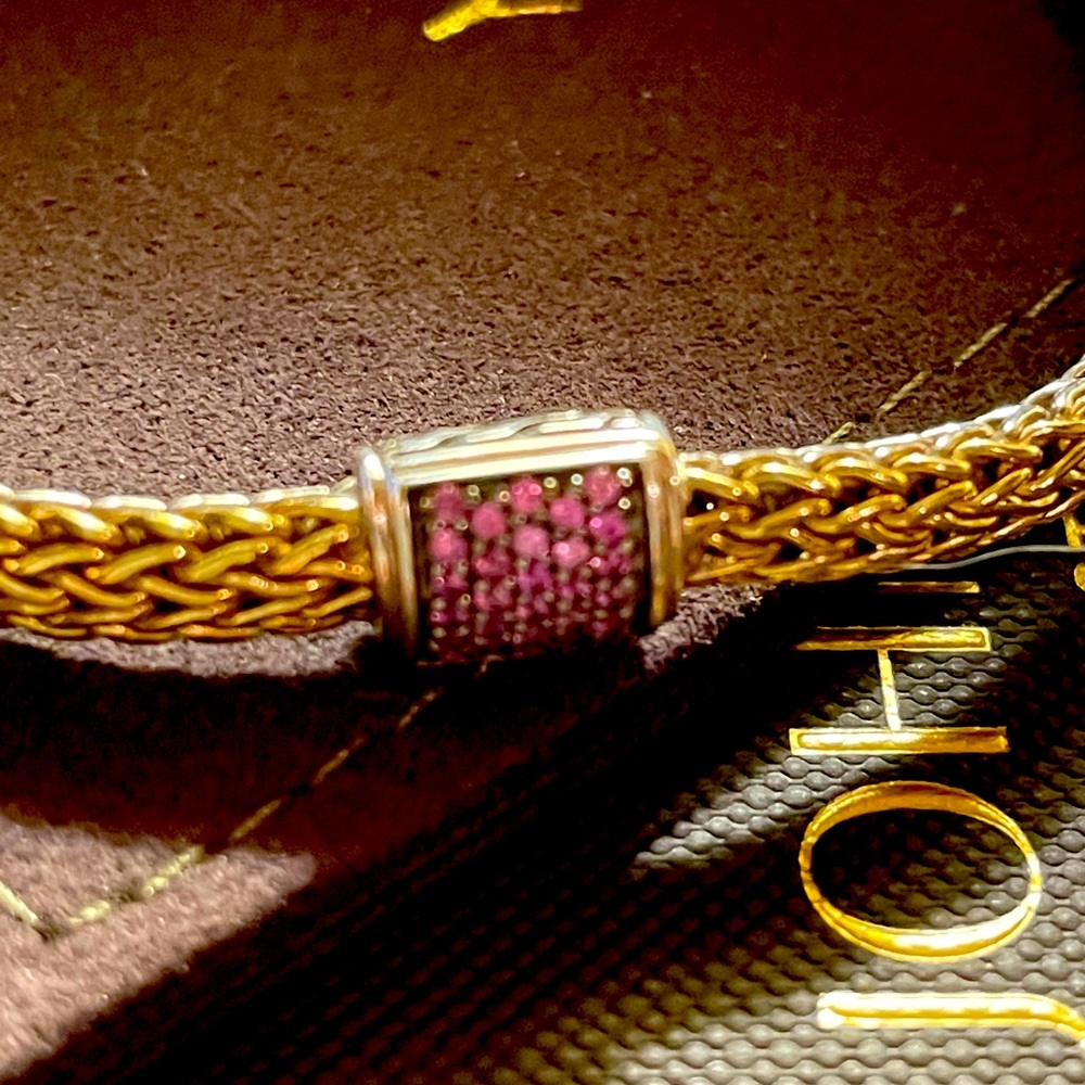 John Hardy Chain Bracelet 18k Gold/Sterling/Stones